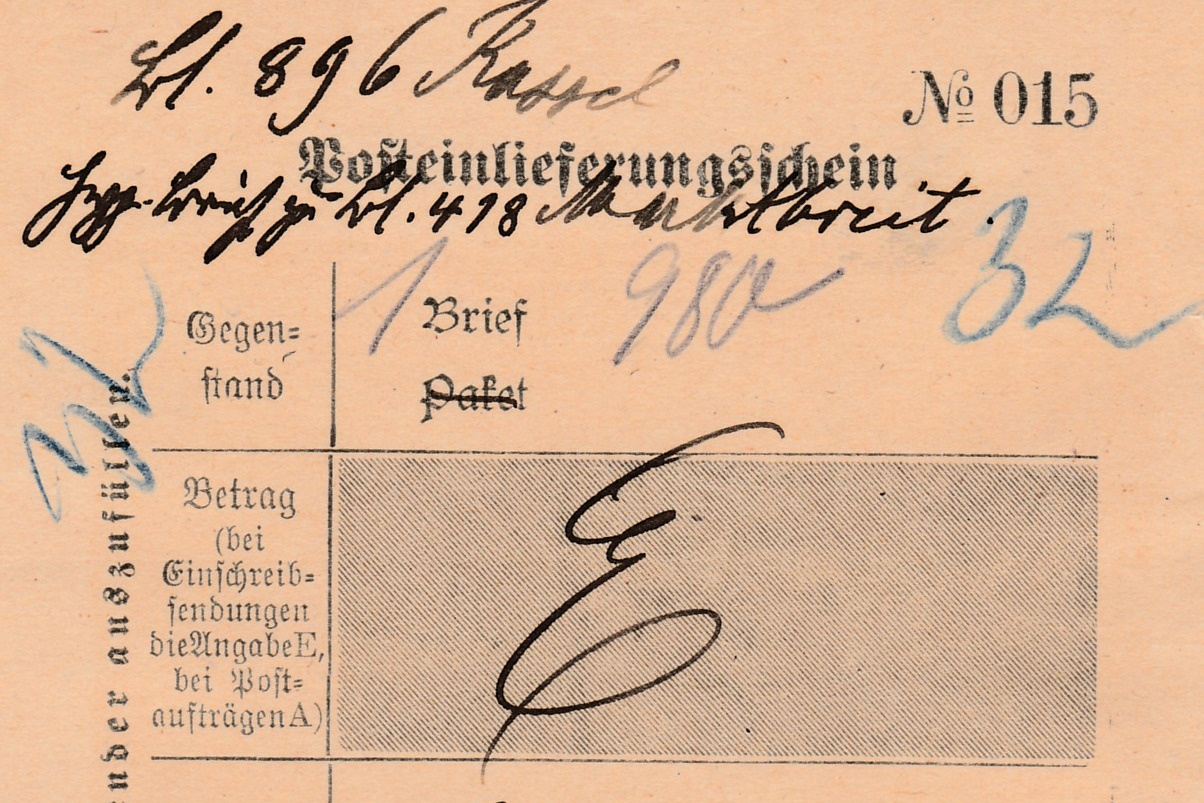 Deutsches Reich Postschein_Ausschnitt